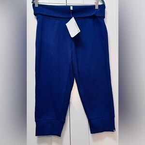 Fabletics Royal Blue Jogger Capri Pants With Fold Over Waist Sz MED NEW!